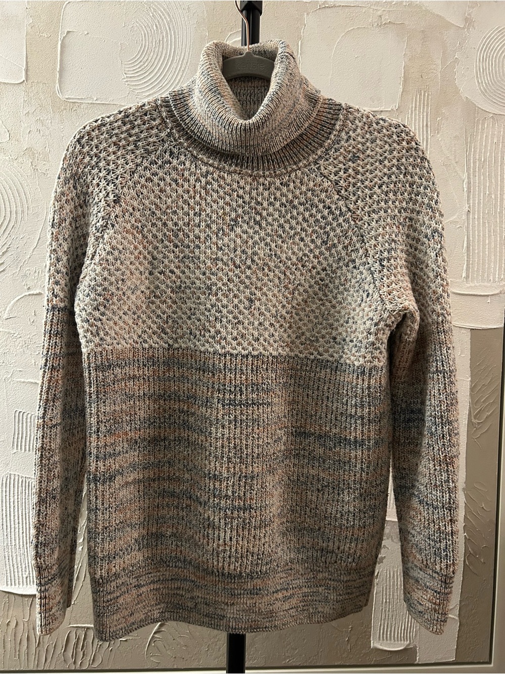 Prana Turtleneck Wool-Blend Sweater in Heathered Beige Size S